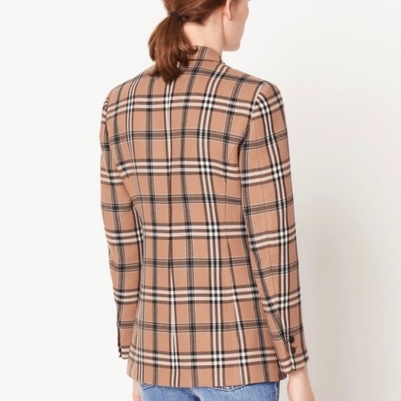 NWT HP Sandro Sirène plaid camel tan blazer US 0-2 - Picture 7 of 14